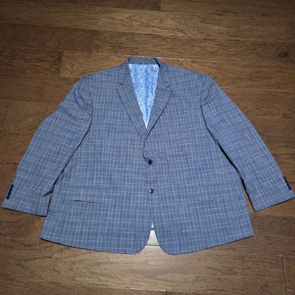 Oak Hill Blazer Mens 4XL Blue Check Plaid Sport Coat 2 BTN Big Tall